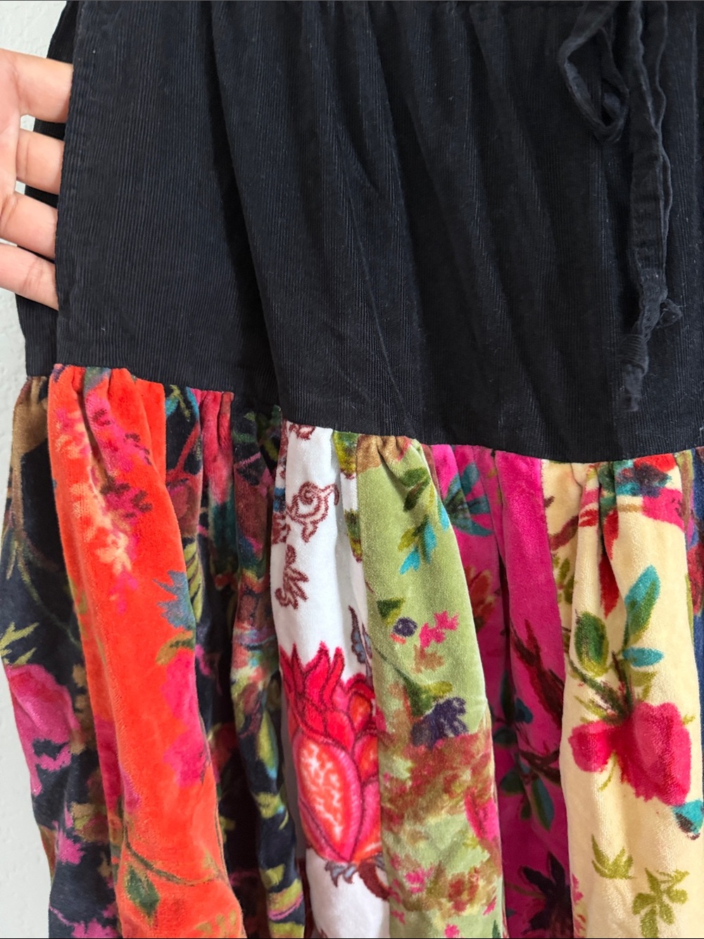 A RARE BIRD Velvet Patchwork Handmade Convertible Skirt/Dress. Size OS - Picture 5 of 13